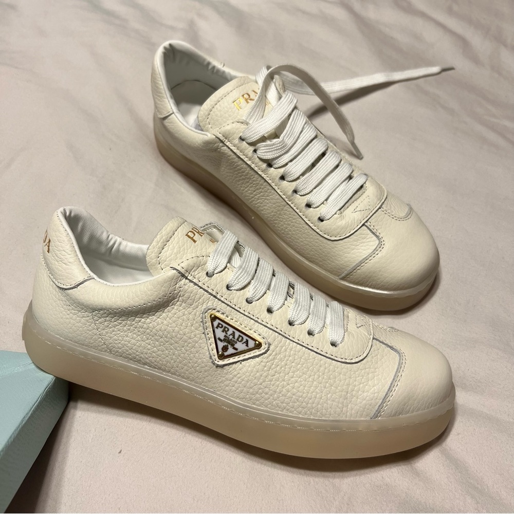 Prada Ivory Leather Women's Sneakers